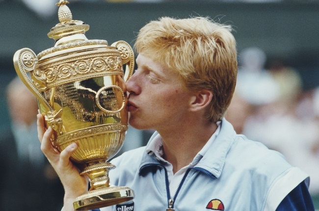 The tennis star pictured in 1985 with his first Wi