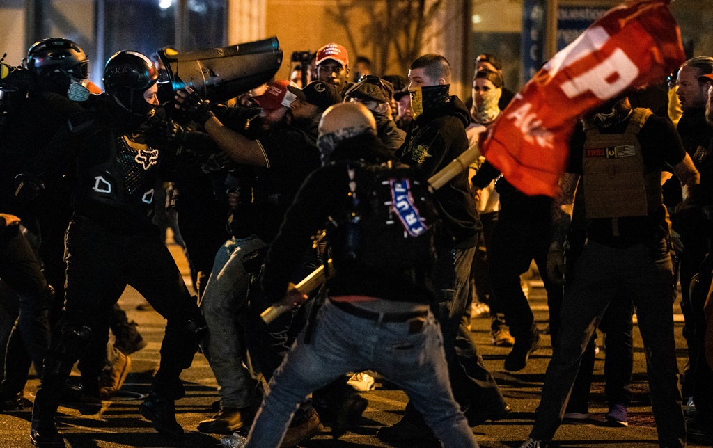 Trump supporters during a march