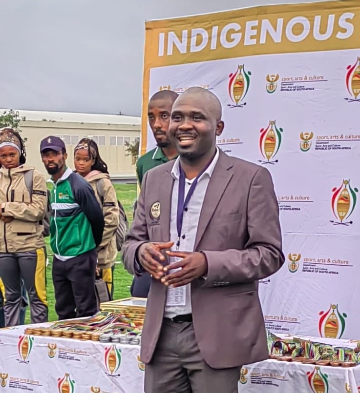 President of Kho Kho Federation of South Africa Nkosinathi Biko during medal presentation in Margate KwaZulu-Natal last month.