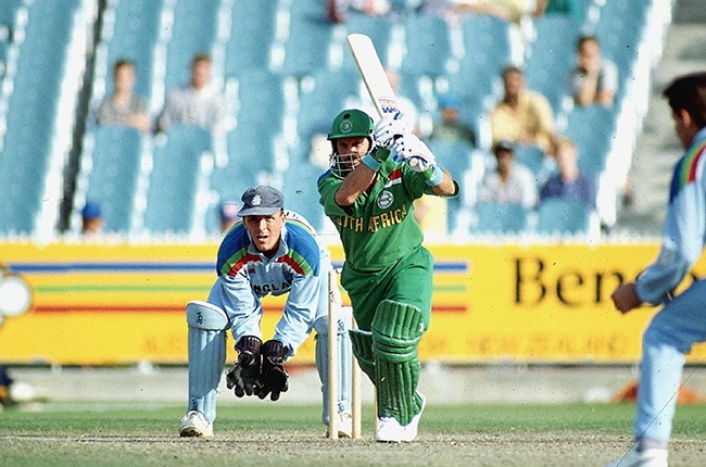 Peter Kirsten batting for South Africa against England at the MCG in 1992. SA were robbed by the rain in this game, but worse was to happen later in the tournament. 