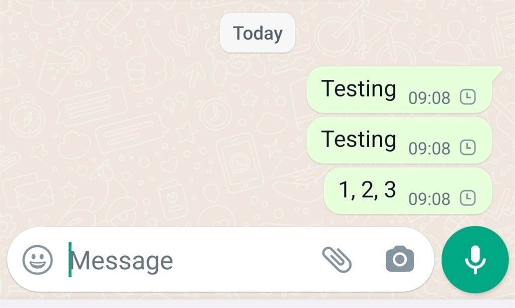 WhatsApp sending test