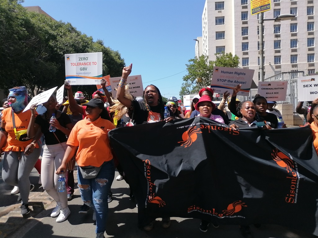 Outside the Johannesburg Magistrate Court, sex-workers and several civil organisations, chanting struggle songs while carrying placards written decriminalise Love. 
They also demanded that the man must not get bail. 
Photo: Kgomotso Medupe
