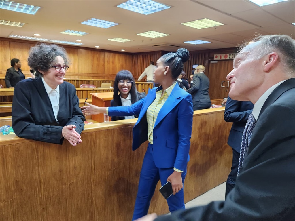 Mpho Phalatse with her counsel after the court heard her case against Johannesburg speaker Colleen Makhubele last week. At the end it was clear that Phalatse's advocate Carol Steinberg, had the upper hand.
