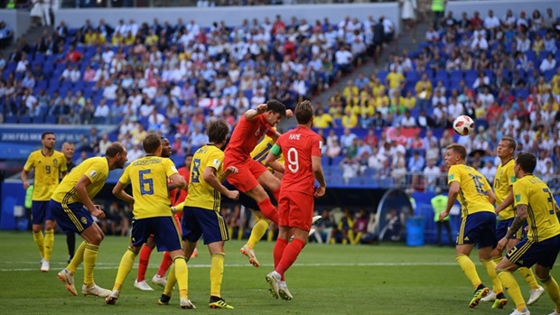 <p>Young whips in a searching corner and Maguire rises above everyone else and heads home a thumping header.</p><p>It is England's fourth headed goal in the tournament. More than any other nation.</p>