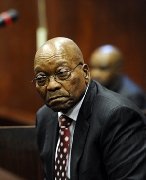 Former president Jacob Zuma appears in the KwaZulu-Natal High Court in Durban. (Felix Dlangamandla)