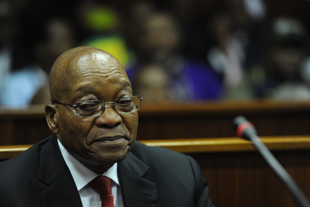 Former President Jacob Zuma appearing at the in the high court in Durban on charges of corruption and fraud. Picture: Felix Dlangamandla 