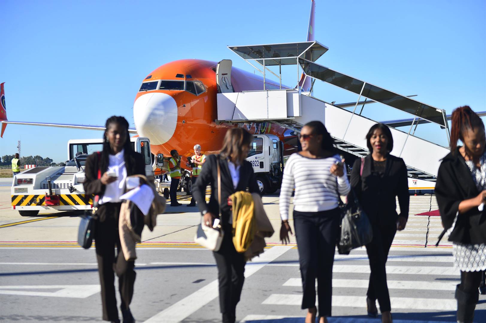 The first Mango flight from Lanseria Airport landed in Port Elizabeth on Thursday PHOTOs: Cebile Ntuli