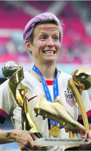 HANDSFUL Megan Rapinoe, co-captain of Team USA.  Picture: Marc Atkins / Getty Images