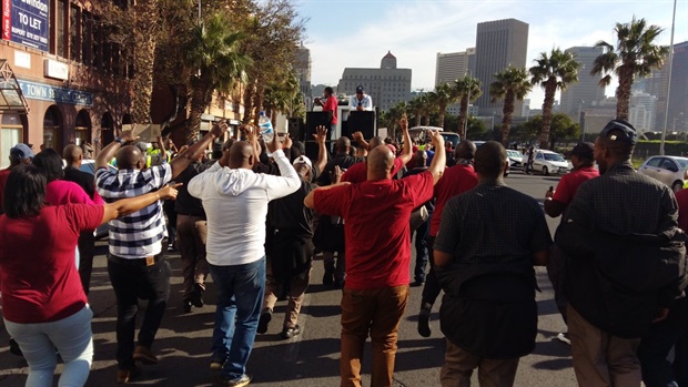 <em>Cash-in-transit drivers and guards march through Cape Town CBD in CIT heist protest to hand over a list of safety demands addressed to government, police and the companies after cash-in-transit robberies. (Jenni Evans, News24)</em>