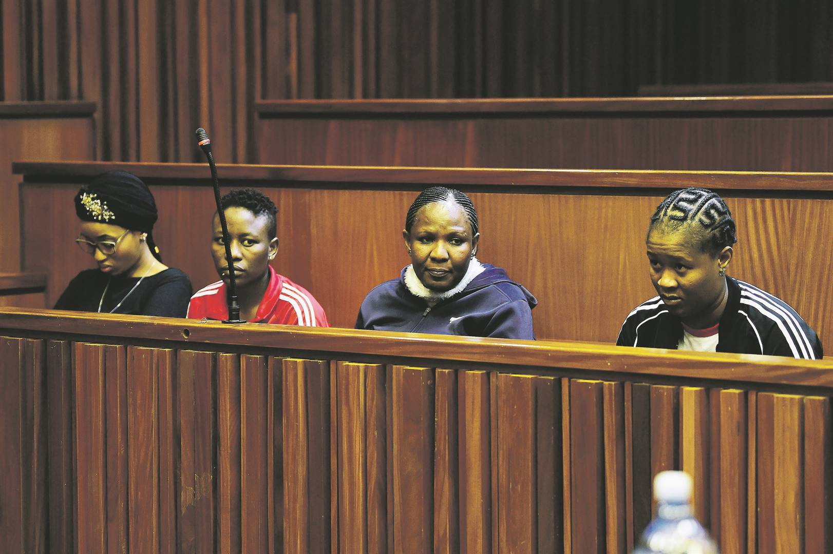 Tshegofatso Moremane, Gontse Thloele, Margaret Koaile and Portia Mmola appeared once again in the South Gauteng High Court yesterday for their murder and theft trial.                Photo by Christopher Moagi