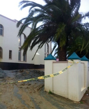 The scene after the attack at the Malmesbury mosque. (Jenna Etheridge, News24)