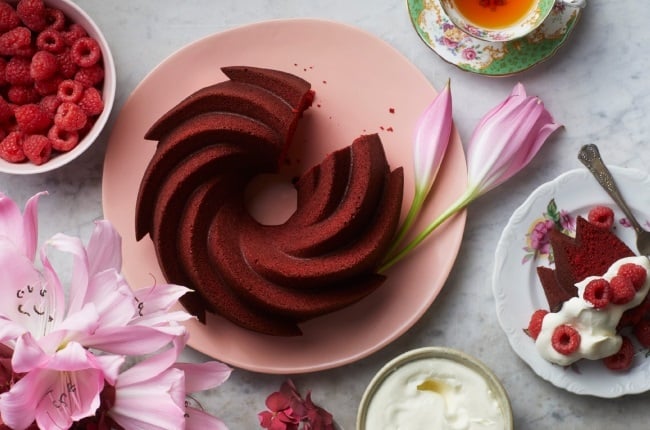 Red velvet bundt cake with berries and cream. (PHOTO: Micky Hoyle)