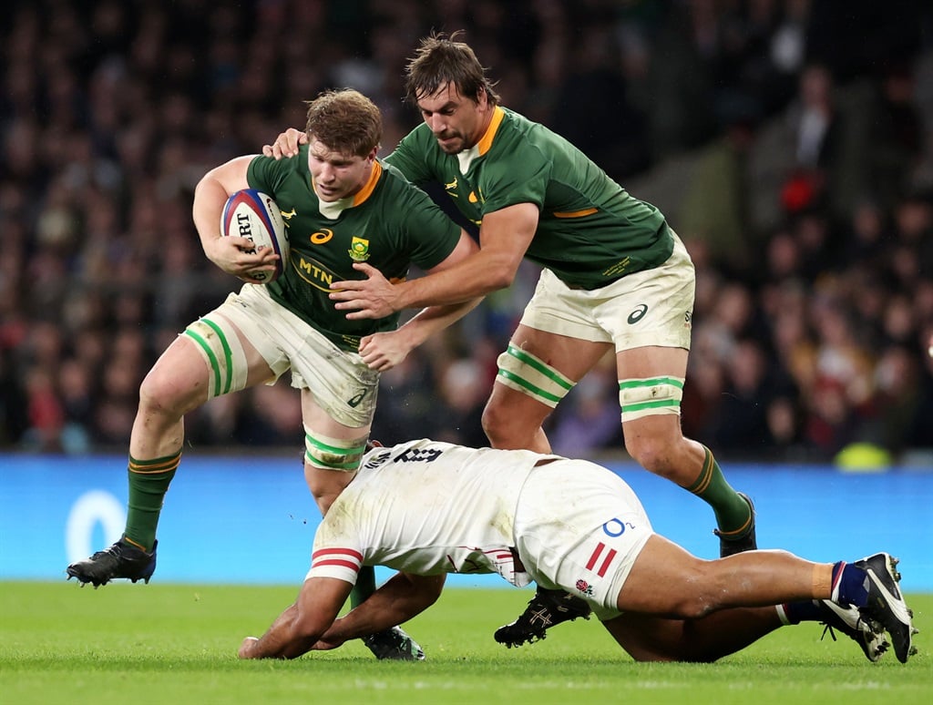 Evan Roos carries for the Springboks. (Photo by Warren Little/Getty Images)