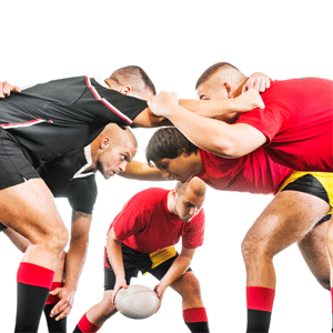 Players in a scrum position