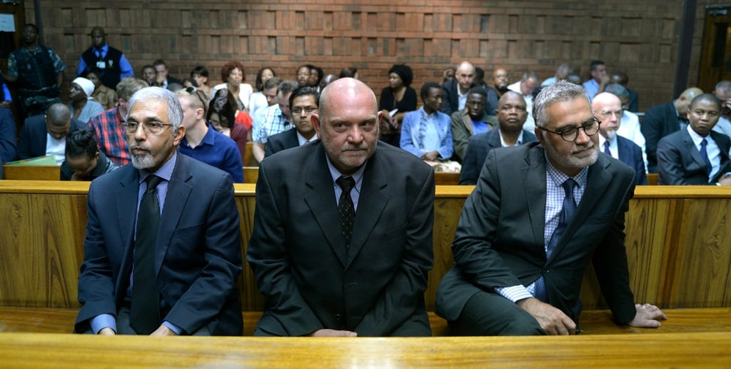 Former SARS executives Ivan Pillay, Andries Janse van Rensburg and Johann van Loggerenberg during a court appearance. 