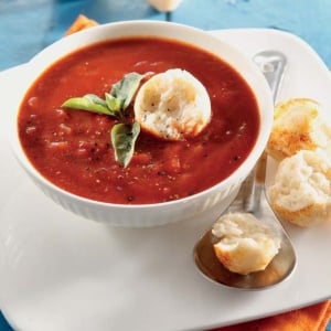 Photo: Tomato soup with mini herb scones