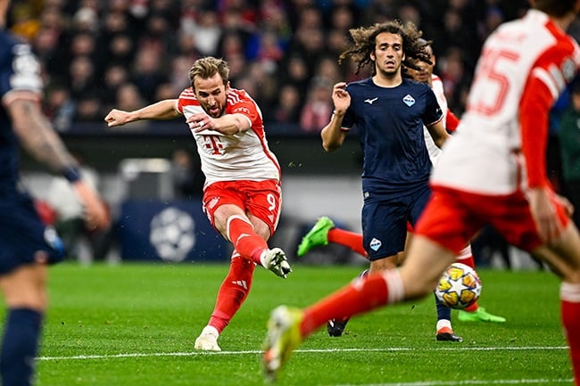 Bayern Munich's Harry Kane in action during the Champions League round of 16 second leg match against Lazio at Allianz Arena in Munich on 5 March 2024. (Daniel Kopatsch/Getty Images)