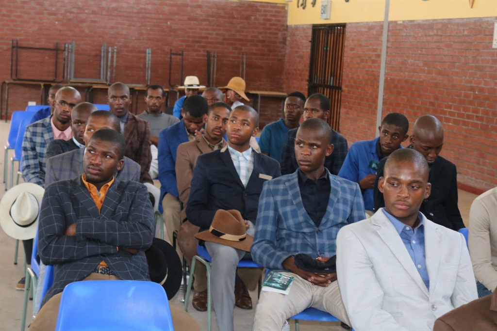The young men who recently came back from the mountain given tips on how to navigate life. Photo by Lulekwa Mbadamane