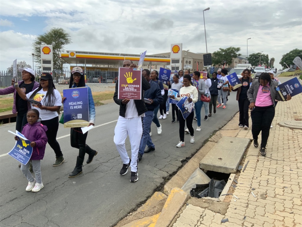 Members of the Midrand Marching against Gender Based Violence and Drug Abuse. Photo Supplied