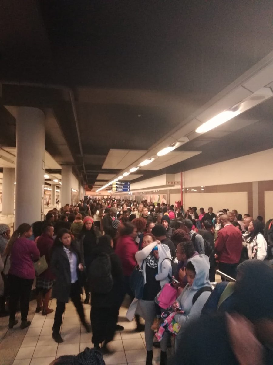 Commuters at the Sandton Gautrain station on Monday, following the taxi strikePHOTO: twitter/@belbeastz