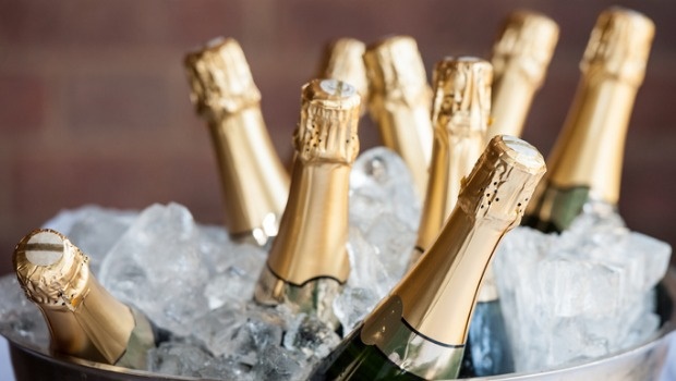 Chilled bottles of champagne
