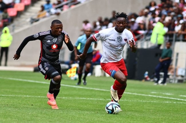 Orlando Pirates' Kabelo Dlamini's brace was key in the Buccaneers' victory, while Eva Nga finished a frustrating afternoon with a red card. 
(Richard Huggard/Gallo Images)