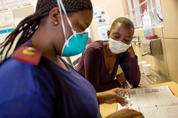 A patient collects her medication at a clinic in Khayelitsha, South Africa. Picture: MSF/Sydelle WIllow Smith