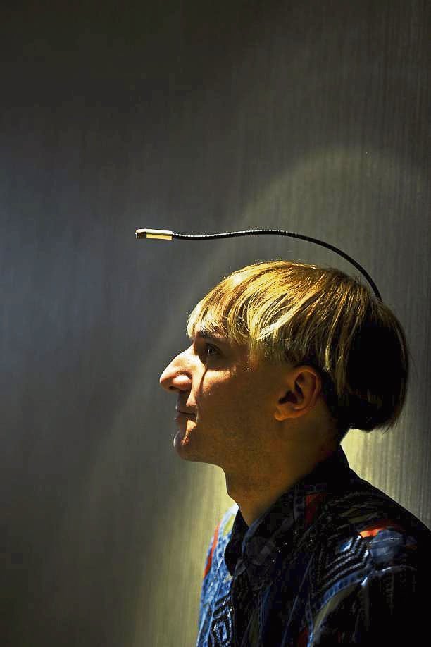 bionics on The world’s first cyborg, Neil Harbisson, during an interview at the Hyatt Regency Hotel in Rosebank, Johannesburg, this week. Neil wears an antenna that allows him to hear colour through vibrations in his skullPHOTO: Rosetta Msimango