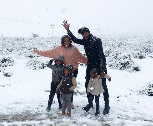 Siba Mtongana and her family enjoying the snow. Photo: Instagram