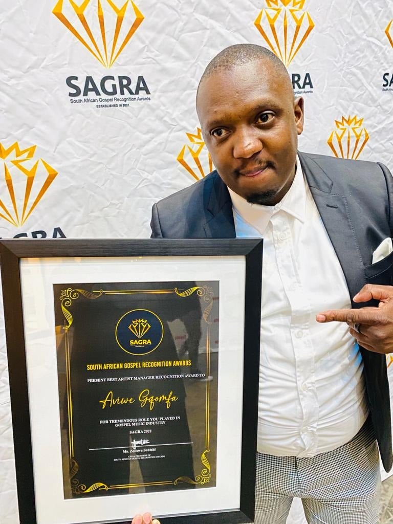 Aview Gqomfa won Best Artist Manager Recognition Award. Photo supplied.