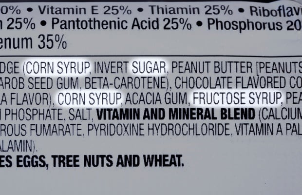 ingredient list on food label 