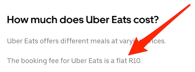 Uber Eats R10 fee
