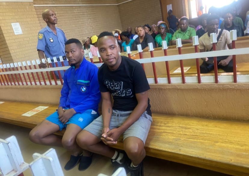 Tshepo Stompie Mosimeni and Sipho Rusty Kgomo during their first appearance at the Soshanguve Magistrates Court. Photo by Keletso Mkhwanazi 