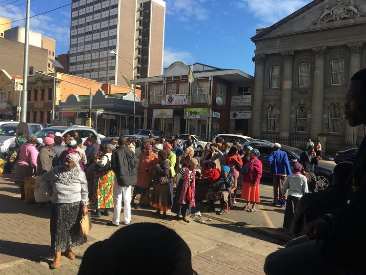 A group of mostly pensioners waited for hours outside the post office in Langalibalele Street, Pietermaritzburg, where the doors remained closed on Friday as workers are on strike. Picture: Nompendulo Ngubane
