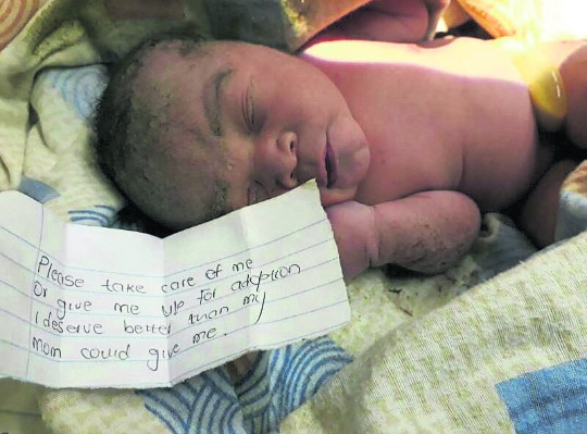 The abandoned baby was left with a note from his mum. 