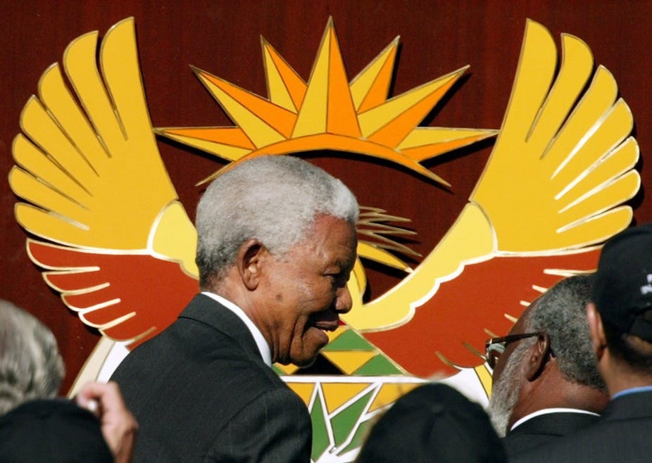 Nelson Mandela, arriving for Thabo Mbeki’s inauguration in 2004. EPA/Jon Hrusa
