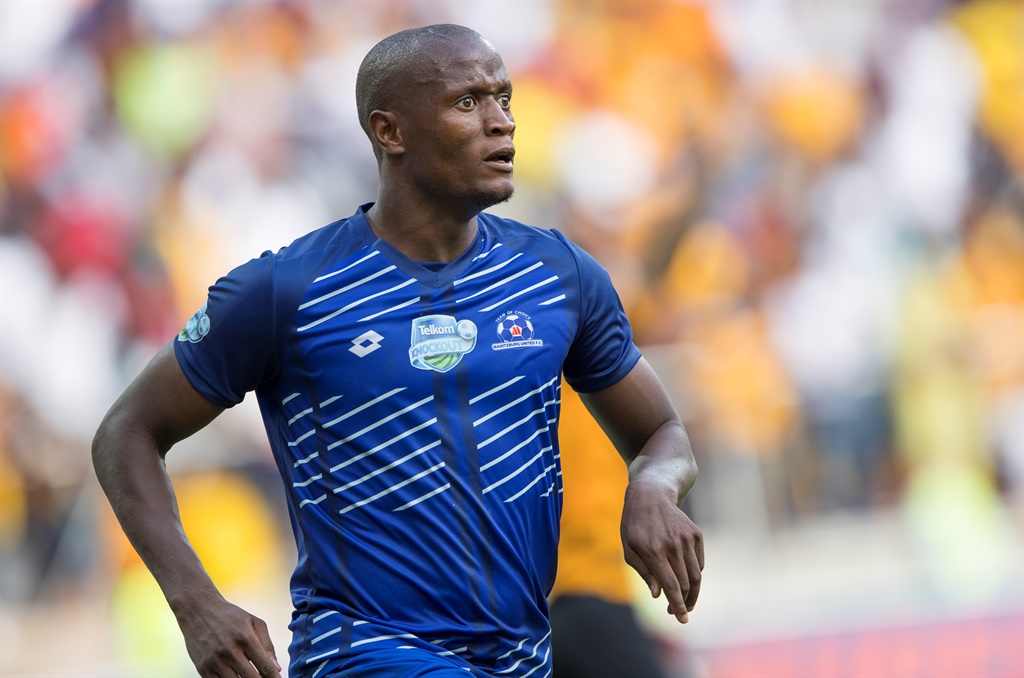 Judas Moseamedi of Maritzburg United during the Telkom Knockout 2019 Semi Final match between Kaizer Chiefs and Maritzburg United at Mbombela Stadium on November 24, 2019 in Nelspruit, South Africa.