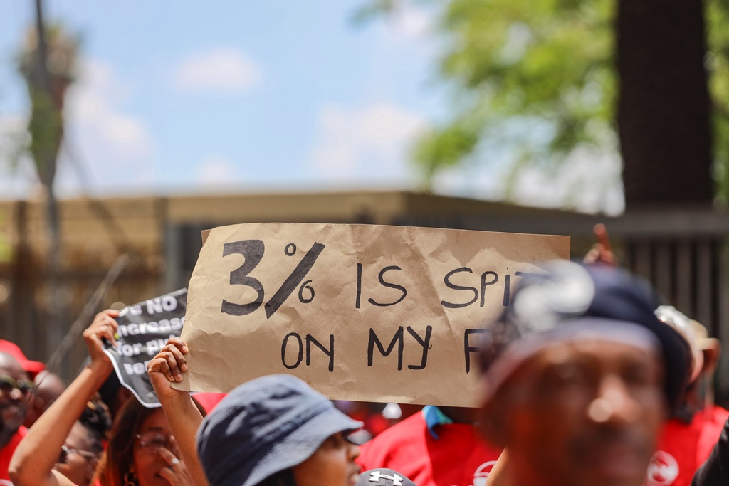 PSA members protesting in downtown CBD Pretoria during the civil servants strike on November 10, 2022.