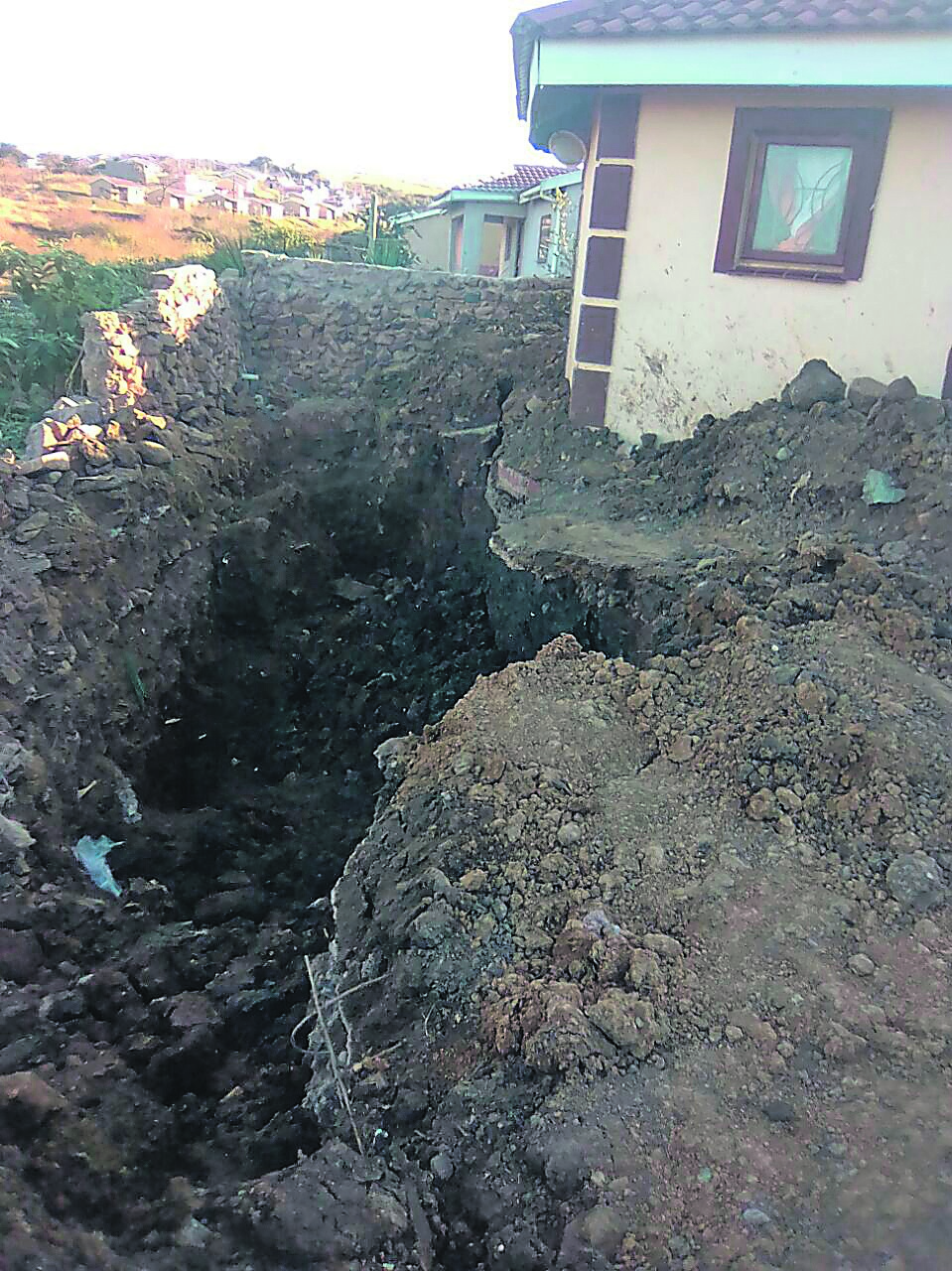 The hole near sangoma Zonke Makhaya’s rondavel. Photo Supplied