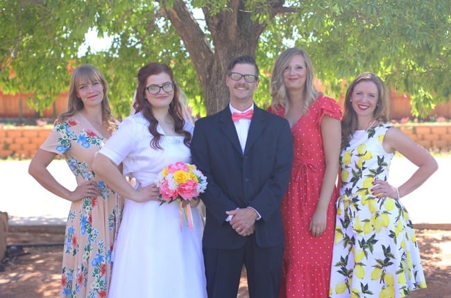 Menna, Abel, and Abel's other wives and children at Menna and Abel's wedding in Arizona.