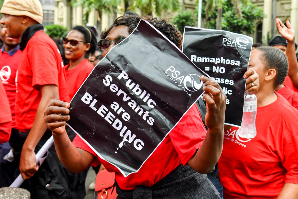 General view during the civil servants' strike on November 10, 2022 in Durban.