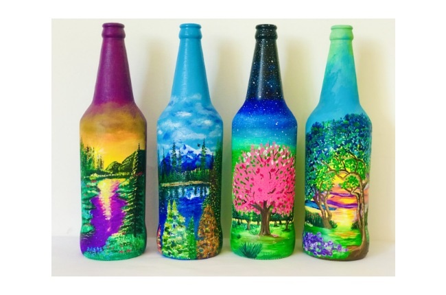 Maggie's stunning Deco Bottle Art pieces.