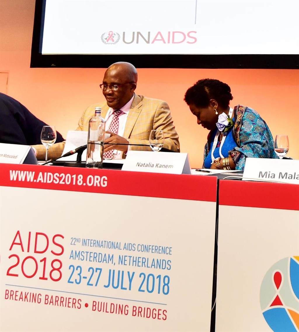 Health Minister Aaron Motsoaledi at the 22nd International Aids Conference in Amsterdam. Picture: @SAGovNews/Twitter