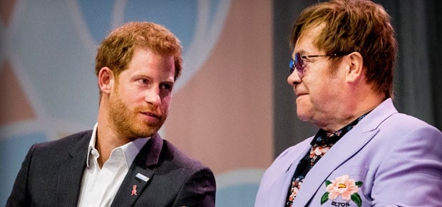 Prince Harry and Sir Elton John at the 2018 International AIDS Conference. (Photo: Getty Images)