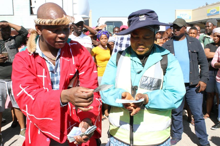 Nokuphiwa Tshotsha was one of the people who got money from sangoma Mathe at Khayelitsha mall on Friday: Photo By Lindile Mbontsi. 