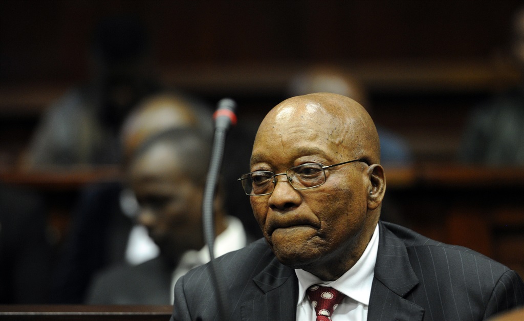 Former president Jacob Zuma at the Durban High Court where he is facing charges of corruption. Picture: Felix Dlangamandla/Netwerk24