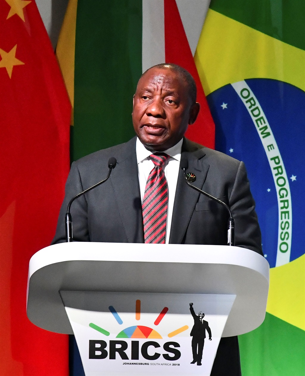 President Cyril Ramaphosa on the first day of the Brics gathering in Johannesburg (Photo: Gallo Images/Wessel Oosthuizen)