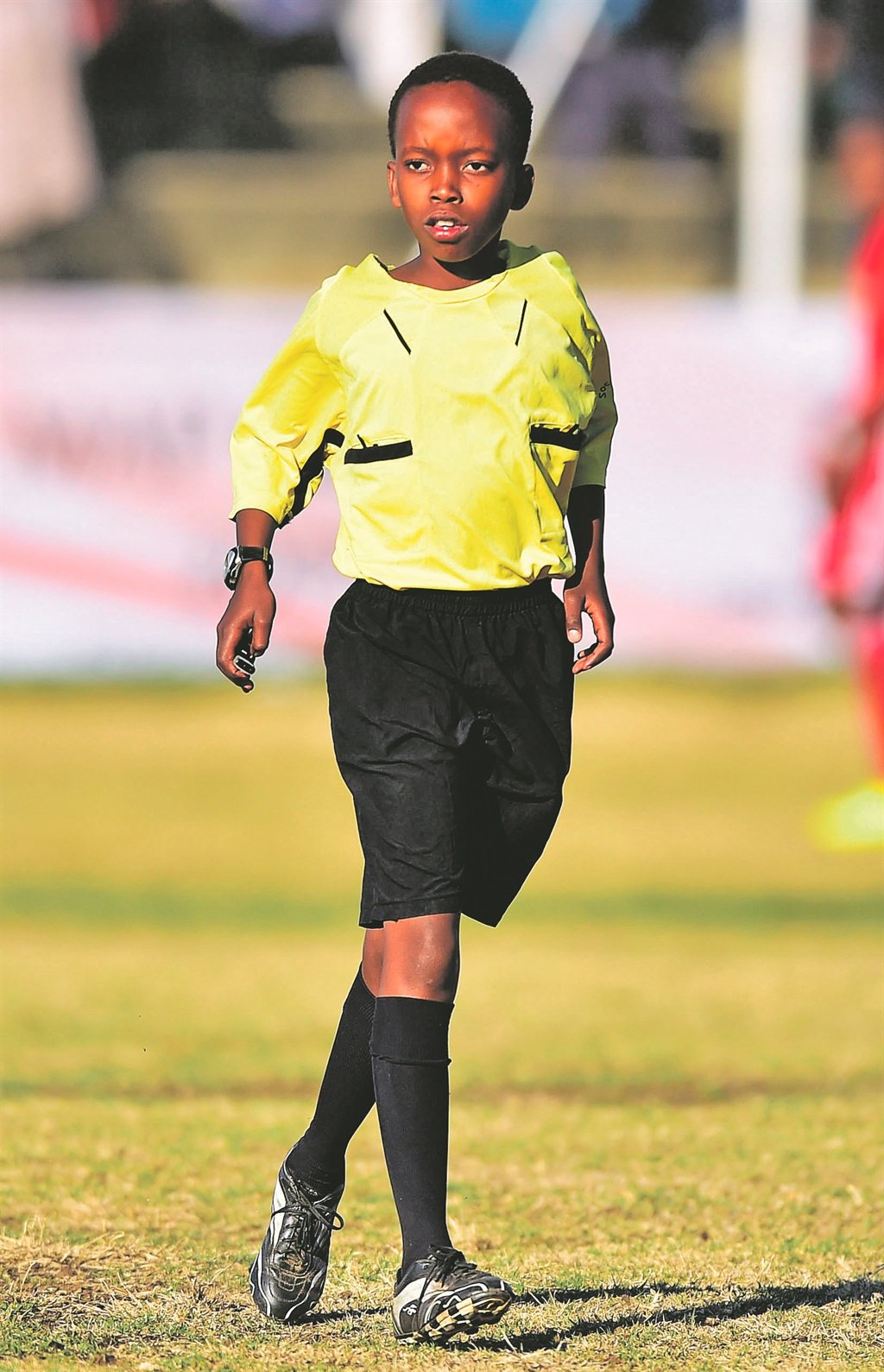 ThatoMakgoga refereed at the Maimane Alfred Phiri Games on Sunday.Photo by  Themba Makofane