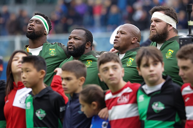 The Springboks sing the national anthem (Getty)