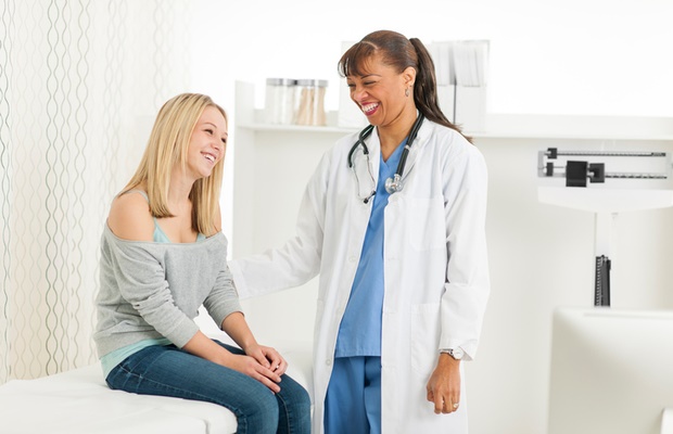 friendly patient with female doctor 